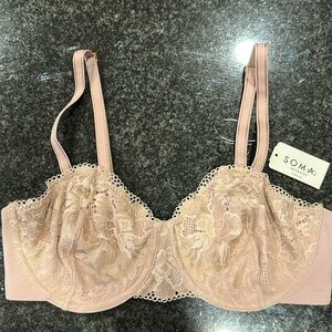 SOMA 34D Embraceable Balconette Blush Pink Lace Underwire Bra NEW